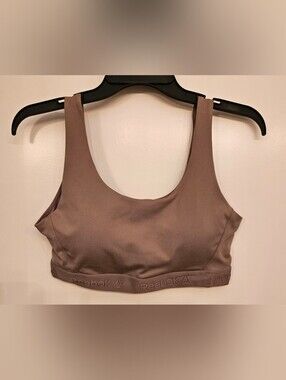 Reebok Sports Bra Medium M Mauve Brown Athletic Activewear Scoop Neck